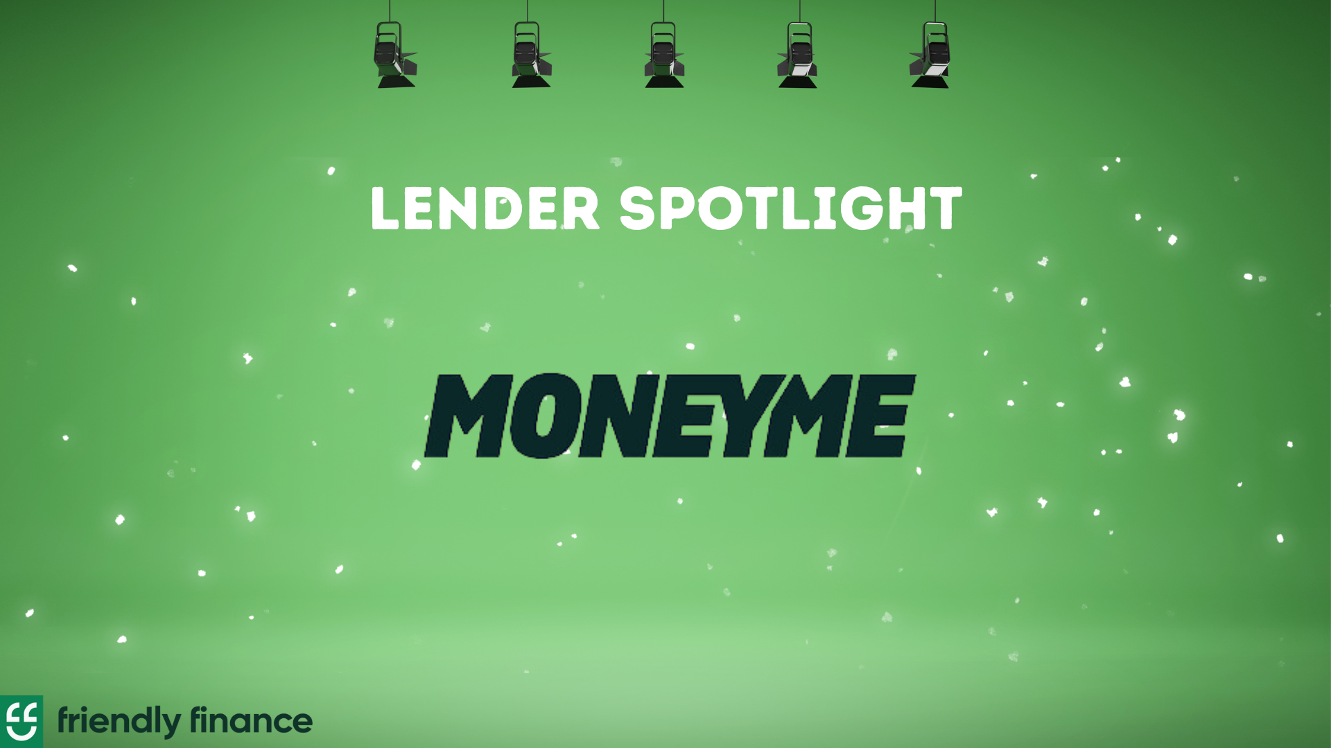 spotlights pointing to MoneyMe's logo